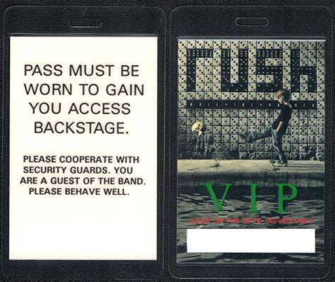 Rush Laminated Backstage Pass From The Roll The Bones Tour Babe Kicking Skull
