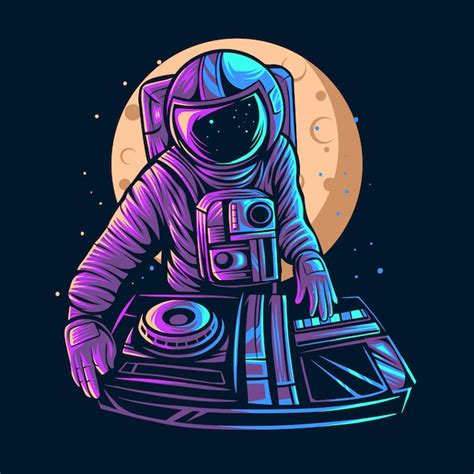 Premium Vector Astronaut Play Dj Illustration