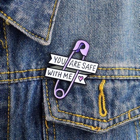 Buy You Are Safe With Me Safety Pin Brooches Hard Enamel Lapel Pins Backpack