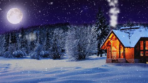 Snowy House In The Night Woods By Z Video Videohive