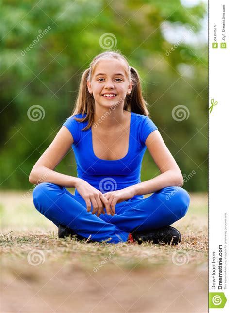 Royalty Free Stock Photo Teenage Girl Sitting In Lotus