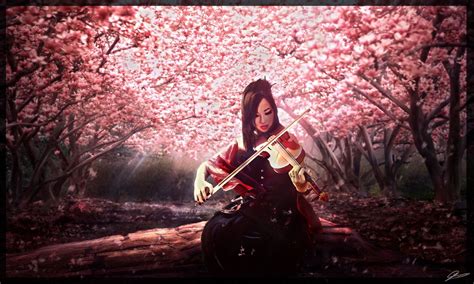 geisha playing the violin geisha violin anime wallpaper