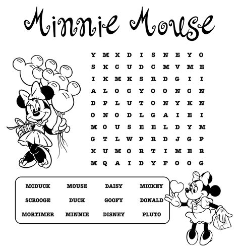 Minnie Mouse Word Search 10 Free Pdf Printables Printablee