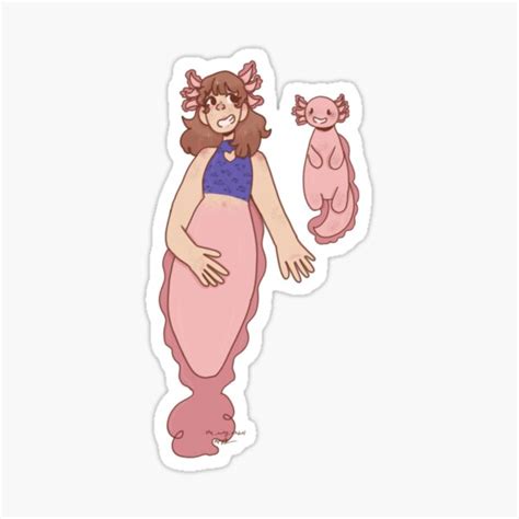 Axolotl Mermaid Sticker For Sale By Arty Axolotl Redbubble