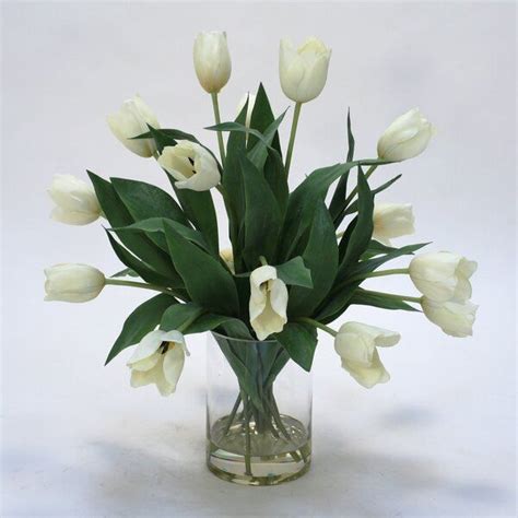 Waterlook ® Artificial Tulips In Assorted Color Options In A Clear Glass Cylinder Vase