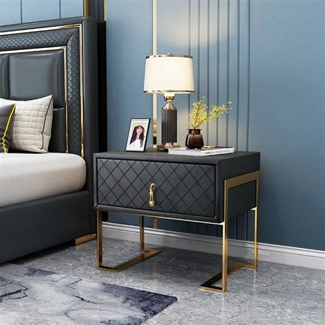 Modern Stylish Nightstand Upholstered Bedside Table With Drawer