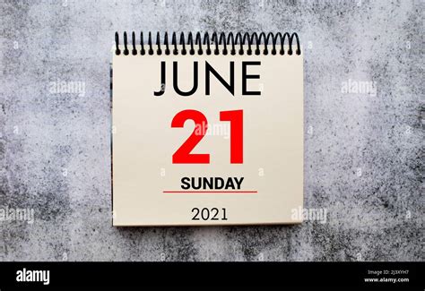 June 21st Day 21 Of Month Daily Calendar On White Table With
