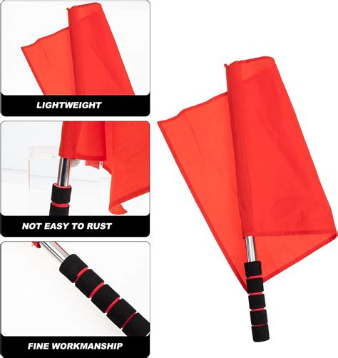Yardwe Referee Flag Pcs Sports Referee Flags With Metal Pole Red