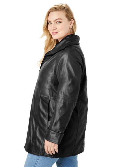 Roamans Womens Plus Size A Line Leather Jacket Ebay