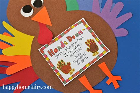 Thankful Handprint Turkey Craft - FREE Printable - Happy Home Fairy