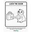 Safety Coloring Printable For Kids  Lock The Door Pics4Learning