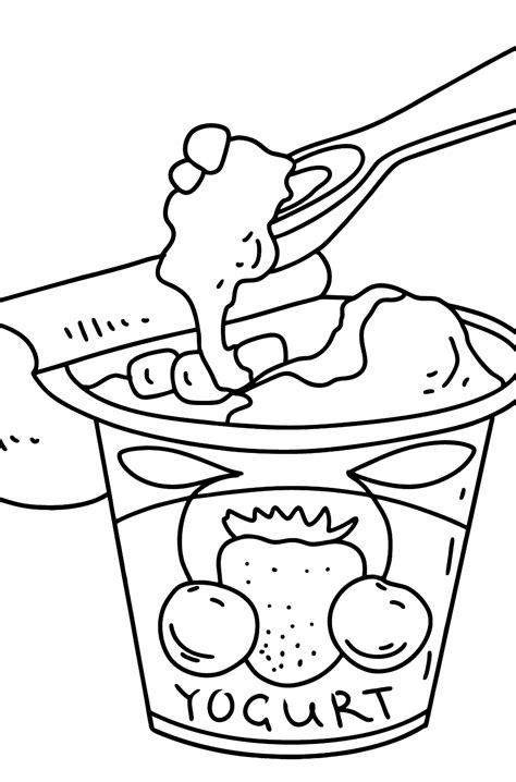 Tegning Til Farvning Yoghurt Med Bær ♥ Online Og Print Gratis
