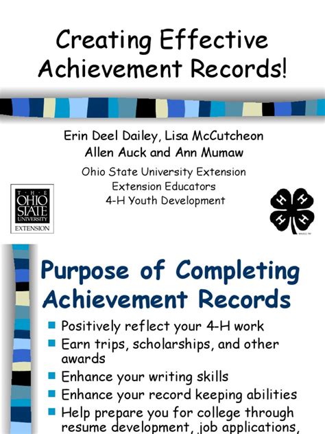 Creating Effective Achievement Record S Pdf Leadership