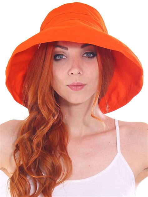 Womens Cotton Foldable Summer Sun Hat W Bow Orange Free Download Nude Photo Gallery