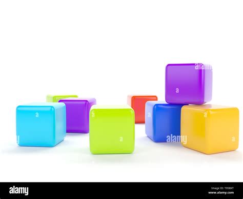 Colorful Plastic Cubes On A White Background Stock Photo Alamy