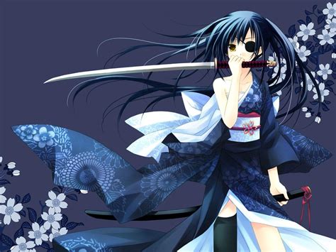 Anime Girl Ninja With Blue Hair