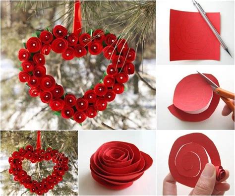 Creative Ideas Diy Heart Shaped Paper Rose Valentine Wreath