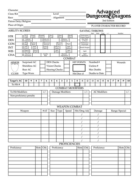 2e Character Sheet Form Fillable Printable Forms Free Online