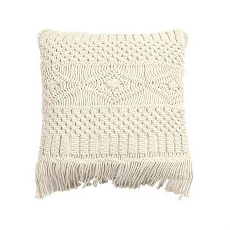 Cotton Off White Woven Macrame Pillow Handmade Macrame Cushion Cover
