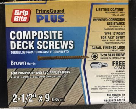 Grip Rite Brown 9 X 2 12” Performance Composite Deck Screw Star Drive