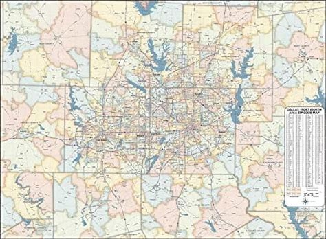 Dallas Fort Worth Tx Zip Code Laminated Map 48” Wide X 36” Tall