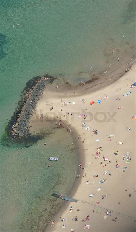 Badestrand på Nordsjælland set fra luften Stock foto Colourbox