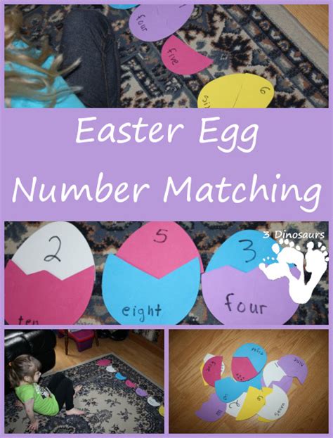 Easter Egg Number Matching 3 Dinosaurs
