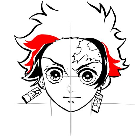 how to draw tanjiro s face sketchok easy drawing guides