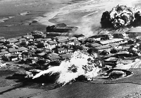 American Napalm Bombing Of A North Korean Village In Kangwon Province