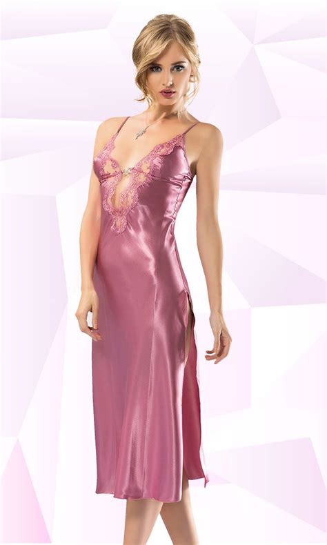D Ah2024 Dimo Tekstil Night Gown Satin Dresses Silky Dress