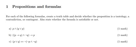 Solved 1 Propositions And Formulas For Each Of The Following