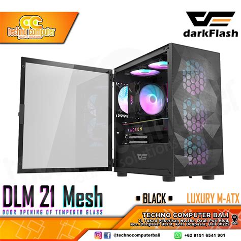 Casing Darkflash Dlm21 Mesh Black Mid Tower Matx Case Tempered Glass