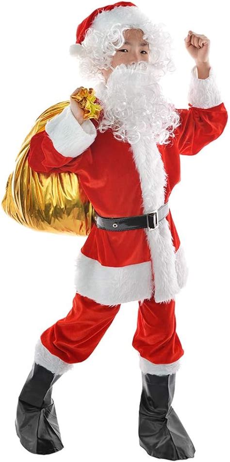 Childrens Deluxe Santa Suit 9pc Christmas Child Santa Claus Kids