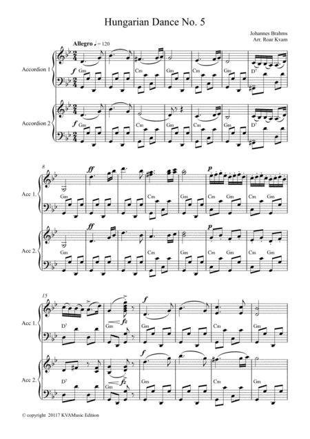 Johannes Brahms Hungarian Dance Clarinet Piano Sheet Music In G Minor