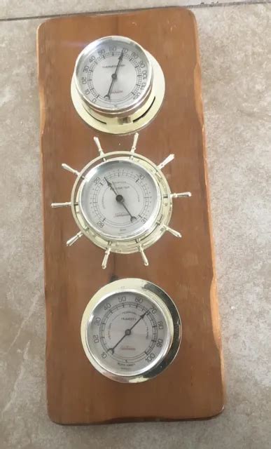 Vintage Weather Station Barometer Thermometer Humidity Sunbeam Wood