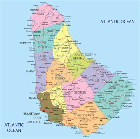 Large Detailed Administrative Map Of Barbados Barbados Large Detailed Administrative Map