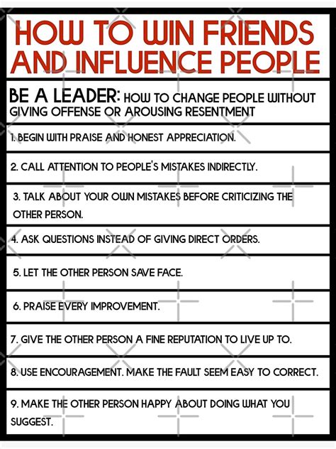 How To Win Friends And Influence People Be A Leader Poster For Sale