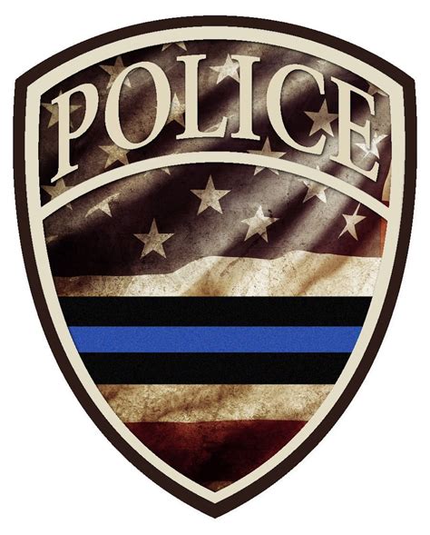 Police American Flag Badge Thin Blue Line Vinyl Die Cut Stickerdecal