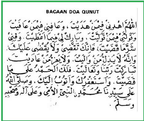 Doa qunut pada umumnya terbagi ke dalam dua jenis doa, yakni qunut nazilah serta qunut setelah shalat shubuh. Bacaan Doa Qunut Lengkap Arab Latin dan Artinya - Bacaan ...