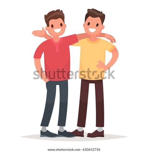 Concept Male Friendship Two Guys Hug Stock Vector Royalty Free 630652736