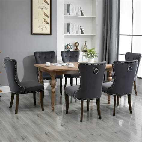 Dining Room Chairs Set Of 6 Tufted Upholstered Dining Chairs With