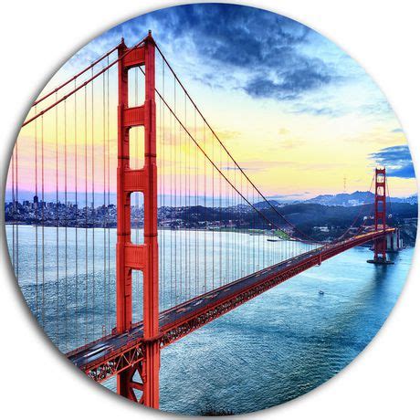 Shop online or in store! Design Art Golden Gate Bridge in San Francisco' Ultra Glossy Sea Bridge Metal Circle Wall Art ...