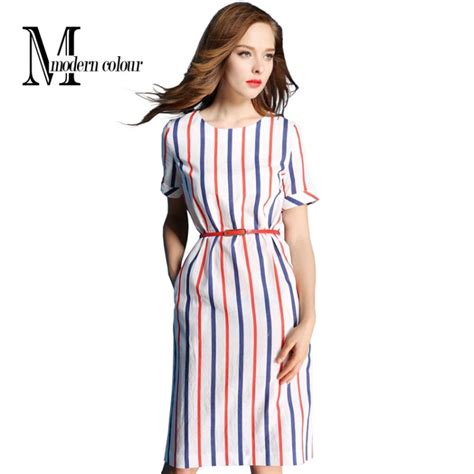Womens Summer Dresses 2016 Summer Plus Size Casual Women Cotton Line Dress New Fashion Striped