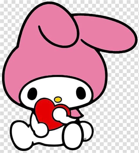 White And Pink Rabbit Holding Heart My Melody Hello Kitty Sanrio