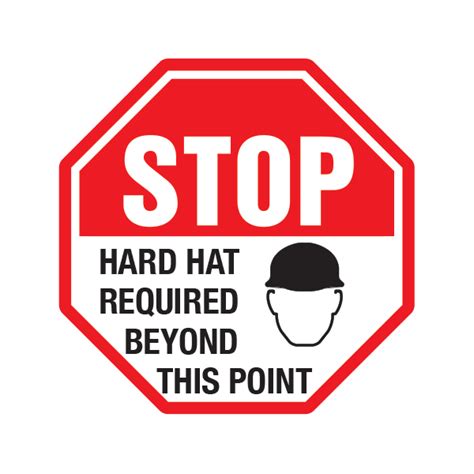 Printed Vinyl Stop Hard Hat Required Beyond This Point Stickers Factory