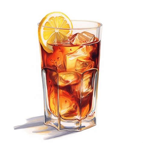 Premium Ai Image There Is A Painting Of A Glass Of Iced Tea With Lemon Generative Ai
