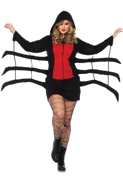 Womens Plus Size Cozy Black Widow Spider Costume