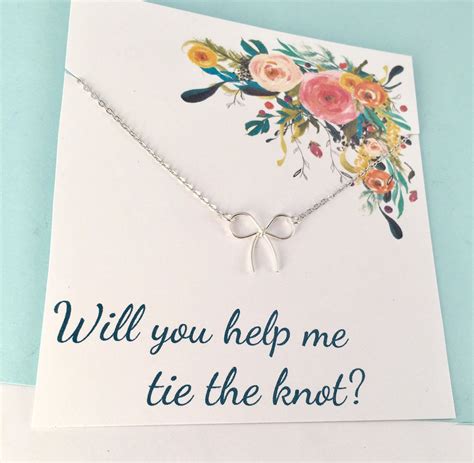 Will You Be My Help Me Tie The Knot Bridesmaid Necklace Bow Necklace