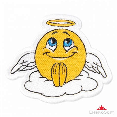 Angel Emoji Embroidered Patch Iron On 31 X 26 Embrosoft