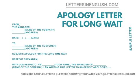 Apology Letter To Customer For Long Wait Sample Apology Letter For